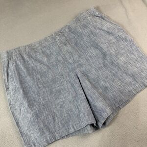 Lands End Womens Shorts 24W Heather Blue Pockets Stretch Mid Rise Travel Beach